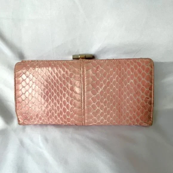 Christian Dior Authentic Pink Vintage Snakeskin Wallet - Picture 2 of 16